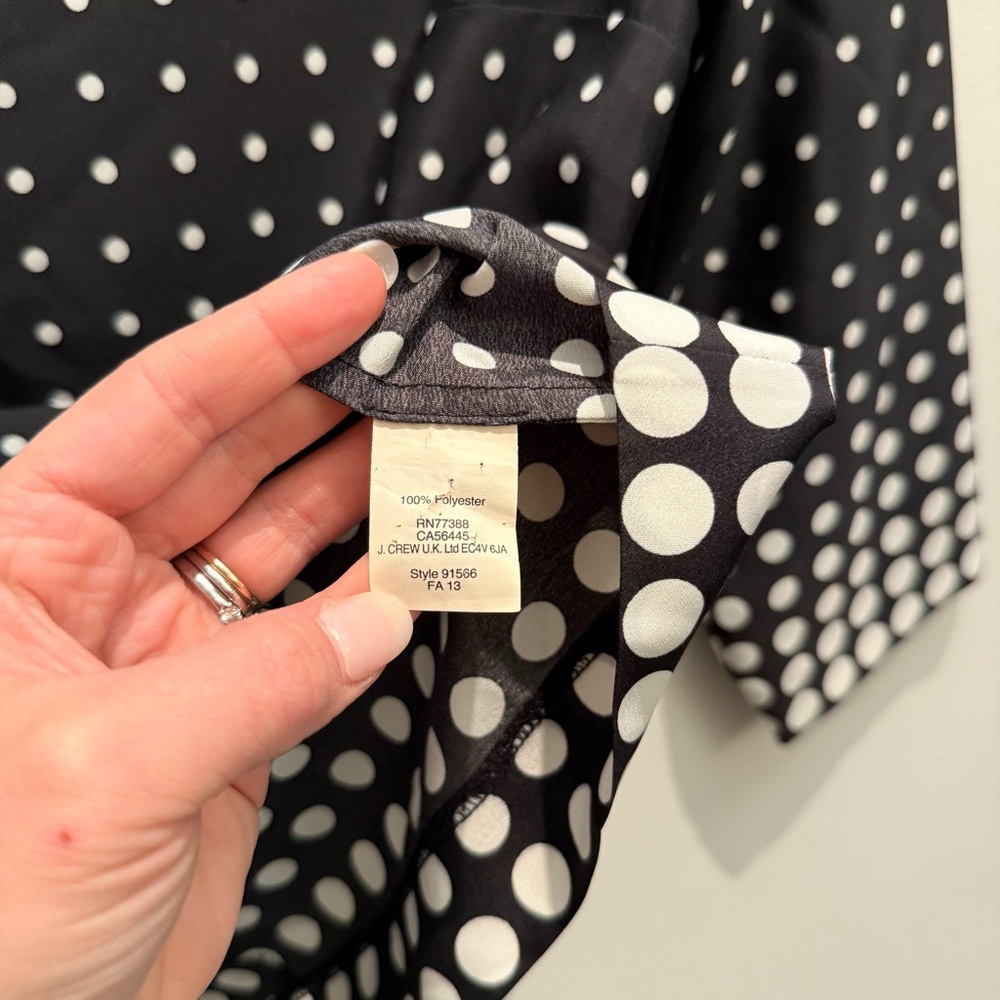 J. Crew White & Black Polka Dot Women's Blouse 3 Quarter Length Sleeve Size XS - Picture 4 of 8